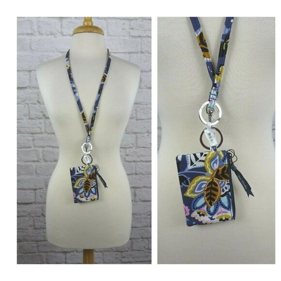 Vera Bradley Zip ID Card Case & Lanyard ID Holder Charmont Meadow 2-PC Floral - Picture 1 of 12